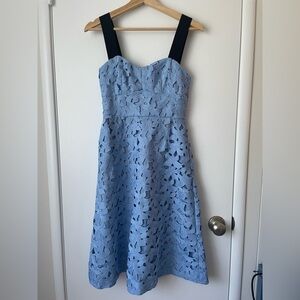 J. Crew Blue Lace Dress with Black Straps size 0 NWT